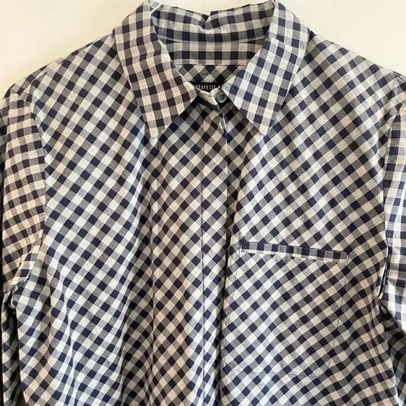 Lafayette 148 Women’s Button Down Gingham Collared Top - Picture 5 of 10